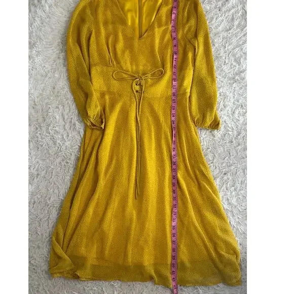 Le Lis Women’s Size M Yellow Polka Dot Lace Up Waist Lined A Line Dress #0481 - Picture 12 of 14
